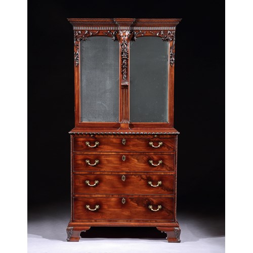A MAGNIFICENT GEORGE II MAHOGANY CABINET ATTRIBUTED TO WILLIAM VILE